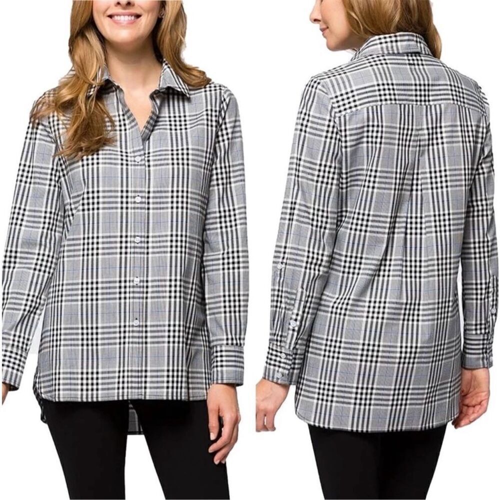 Tyler Boe Windsor Black White Pink Plaid Button Front Collared Shirt Size Medium